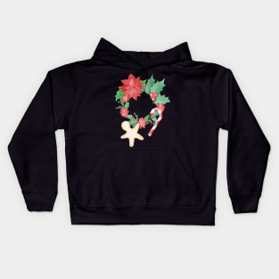 Merry Christmas Pattern (black background) Kids Hoodie